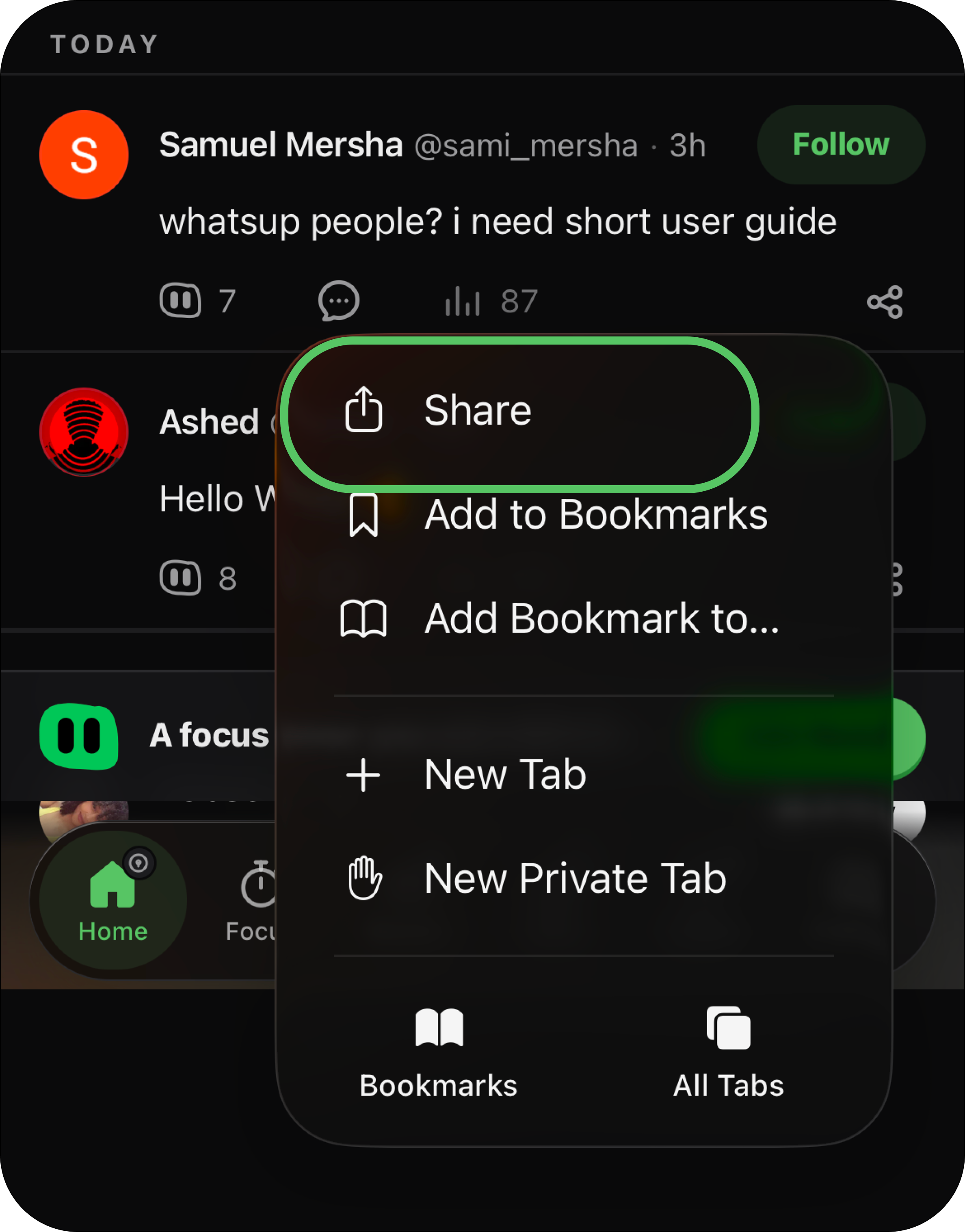 Tap the Share Icon